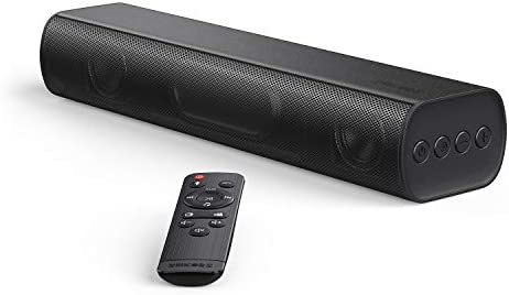 Sound Bar, SAKOBS 16-Inch 2.0 Sound Bar, 105dB 3D Surround Sound, Wired & Wireless Bluetooth 5.0 Sound Bars for TV/PC/Computer, Optical/Aux/USB, 3 Equalizer Modes, Built-in DSP, Remote Control