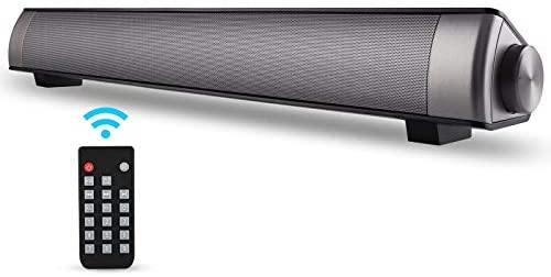 ASIYUN 2 X 5W Mini Bluetooth Sound Bar, Wired and Wireless Home Theater Audio for Cell Phone/Tablet/Projector and Support TV with AUX/RCA Output (Remote Control Included)