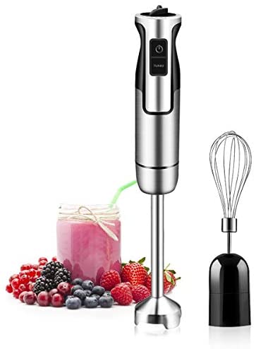 Hand Immersion Blender 500 Watt 8 Speed Control, Handheld Blender Smart 2-in-1 Stick Blender Stainless Steel With Whisk