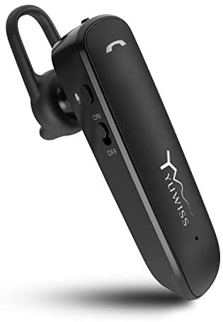 YW YUWISS Bluetooth Headset 24Hrs Playtime Wireless Cell Phones Earpiece V5.0 with Mic Noise Canceling Hands Free Car Driving Headphones Compatible with iPhone Android All Smart Cell Phone (Black)