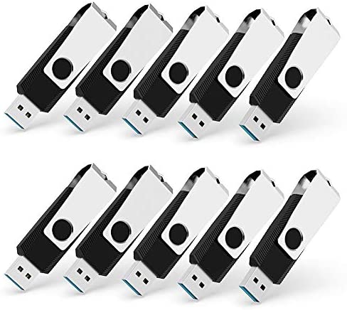 Flash Drive 10X32GB USB 3.0 USB Flash Drive with LED Indicator Keychain Hole (Black 10-Pack)