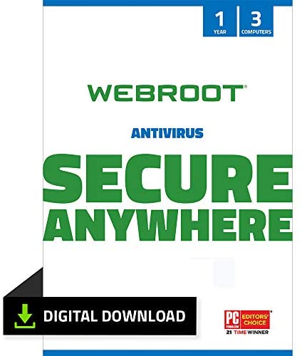 Webroot Antivirus Software 2021 | 3 Device | 1 Year | Mac Download | Includes Secure Web Browsing and Malware Protection