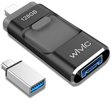 Photo Stick for iPhone 128GB Flash Drive Photostick for Backup Drive Android OTG Smart Phone Memory Stick Storage USB 3.0 Flash Drive for Type-C Device-Black