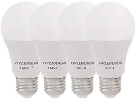 SYLVANIA Smart+ Wi-Fi Soft White Dimmable A19 LED Light Bulb, CRI 90+, 60W Equivalent, Works with Alexa and Google Assistant, 4 Pack