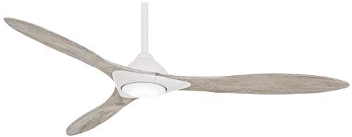 Minka Aire F868L-WHF Sleek – LED 60 Inch Ceiling Fan, Flat White Finish with Bleached Seasoned Wood Blade Finish