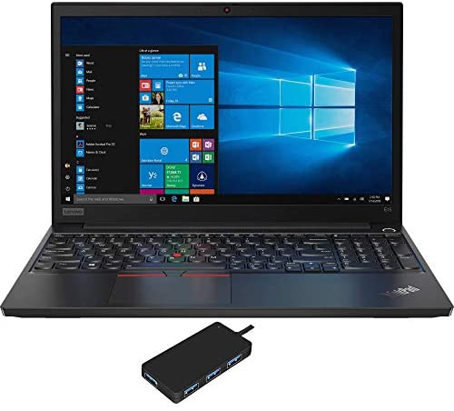 Lenovo ThinkPad E15 Home and Business Laptop (Intel i5-10210U 4-Core, 16GB RAM, 512GB PCIe SSD, Intel UHD Graphics, 15.6″ Full HD (1920×1080), Wifi, Bluetooth, Webcam, 1xHDMI, Win 10 Pro) with USB Hub