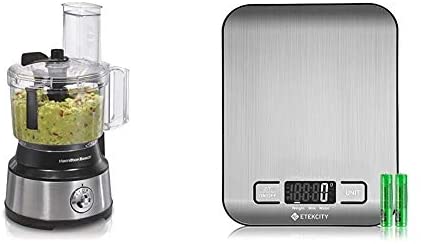 Hamilton Beach 10-Cup Food Processor & Vegetable Chopper with Bowl Scraper, Stainless Steel & Etekcity Food Scale, Digital Kitchen Weight Grams and Ounces for Baking and Cooking, Small