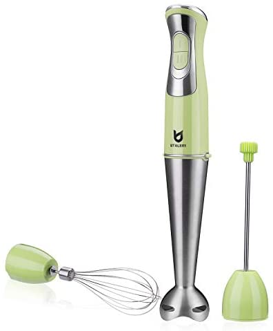 Immersion Hand Blender, Utalent 3-in-1 8-Speed Stick Blender with Milk Frother, Egg Whisk for Coffee Milk Foam, Puree Baby Food, Smoothies, Sauces and Soups – Green