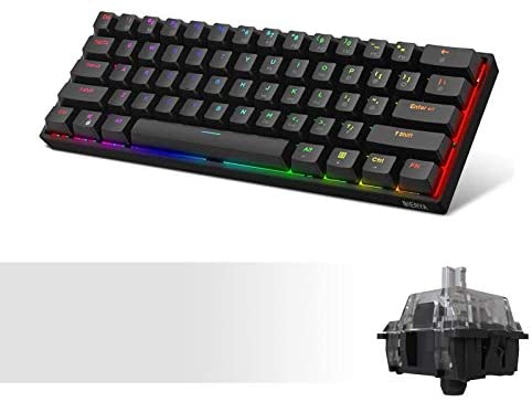 DIERYA DK61E 60% Mechanical Gaming Keyboard, RGB Backlit Wired PBT Keycap Waterproof Type-C Mini Compact 61 Keys Computer Keyboard with Full Keys Programmable (Gateron Optical Sliver Switch)