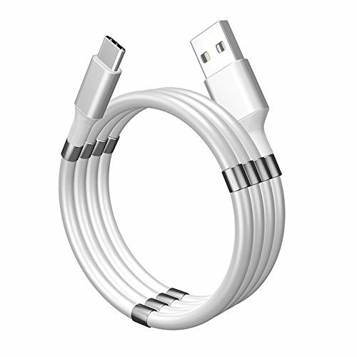 Magnetic Absorption Data Cable,Portable Self Winding Magic Rope Fast Charging Data Cable for Android/Type C/i-Products,Automatically Retractable Magic Rope Data Cable (6Ft Length,USB to i-Product)