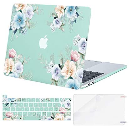 MOSISO Compatible with MacBook Pro 13 inch Case 2016-2020 Release A2338 M1 A2289 A2251 A2159 A1989 A1706 A1708, Plastic Trumpet Creeper Hard Shell Case&Keyboard Cover&Screen Protector, Green