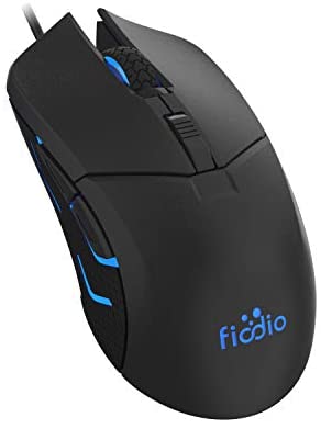 FIODIO Wired Gaming Mouse, 5500 DPI, Breathing Light, Ergonomic Game USB Computer Mice RGB Gamer Desktop Laptop PC Gaming Mouse, 7 Colors RGB Lighting, 6 Buttons for Windows 7/8 / 10, Black