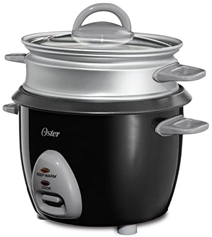 Oster 6-Cup Rice Cooker with Steam Tray, Black (CKSTRCMS65)