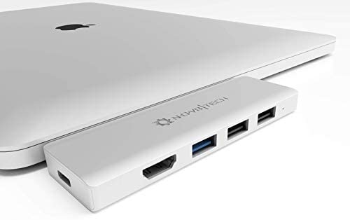 NOV8Tech USB C to HDMI Hub 7-in-2 Adapter Slim Dongle for Silver MacBook Air 2020 M1 2019/2018 & MacBook Pro 2020 M1 19/18/2017/2016, SD/Micro SD Reader, USB C 100W Power Delivery, USB 3.0, 2X USB 2.0