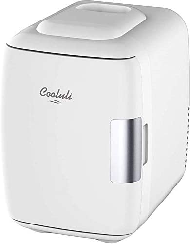Cooluli Mini Fridge Electric Cooler and Warmer (4 Liter / 6 Can): AC/DC Portable Thermoelectric System w/ Exclusive On the Go USB Power Bank Option (White)