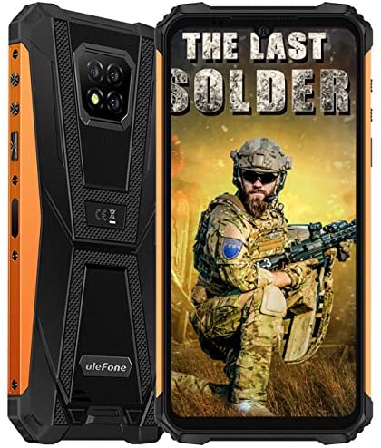 Unlocked 4G Rugged Cell Phones Ulefone Armor 8(2020), Waterproof Rugged Smartphone 6.1” 16MP Triple Camera, 4GB+64GB, Android 10, Dual Sim Rugged Phone, 5580mAh Battery, GPS, Face Unlock (Orange)
