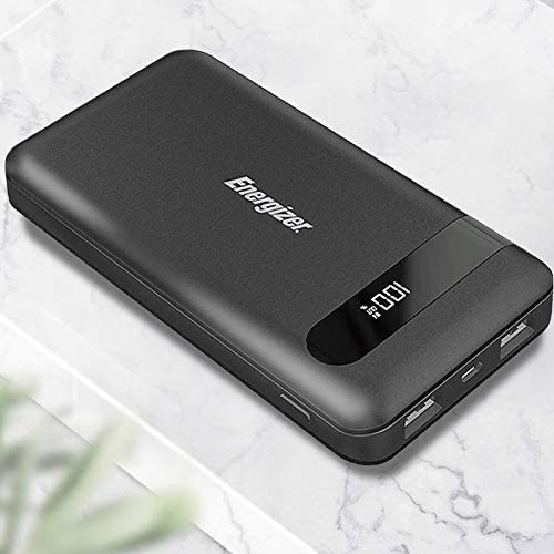 Energizer HIGH TECH Fast Charging, High Capacity 10000mAh Lithium Polymer, 2 USB-A Ports, Universal Power Bank w/ LCD Digital Screen for iPhone, Samsung, and More UE10036