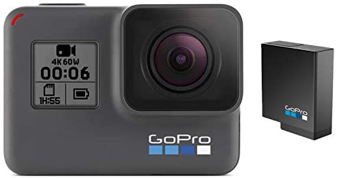 GoPro HERO6 Black + Extra Battery – E-Commerce Packaging – Waterproof Digital Action Camera with Touch Screen 4K HD Video 12MP Photos Live Streaming Stabilization