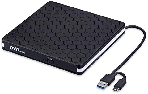 External DVD Drive, Amicool USB 3.0 Type-C CD DVD +/-RW Optical Drive USB C Burner Slim CD/DVD ROM Rewriter Writer Reader Portable for PC Laptop Desktop MacBook Mac Windows 7/8.1/10 Linux OS Apple