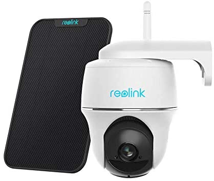 Reolink Argus PT w/ Solar Panel – Wireless Pan Tilt Solar Powered WiFi Security Camera System w/ Rechargeable Battery Outdoor Home Surveillance, 2-Way Audio, Support Alexa/ Google Assistant/ Cloud
