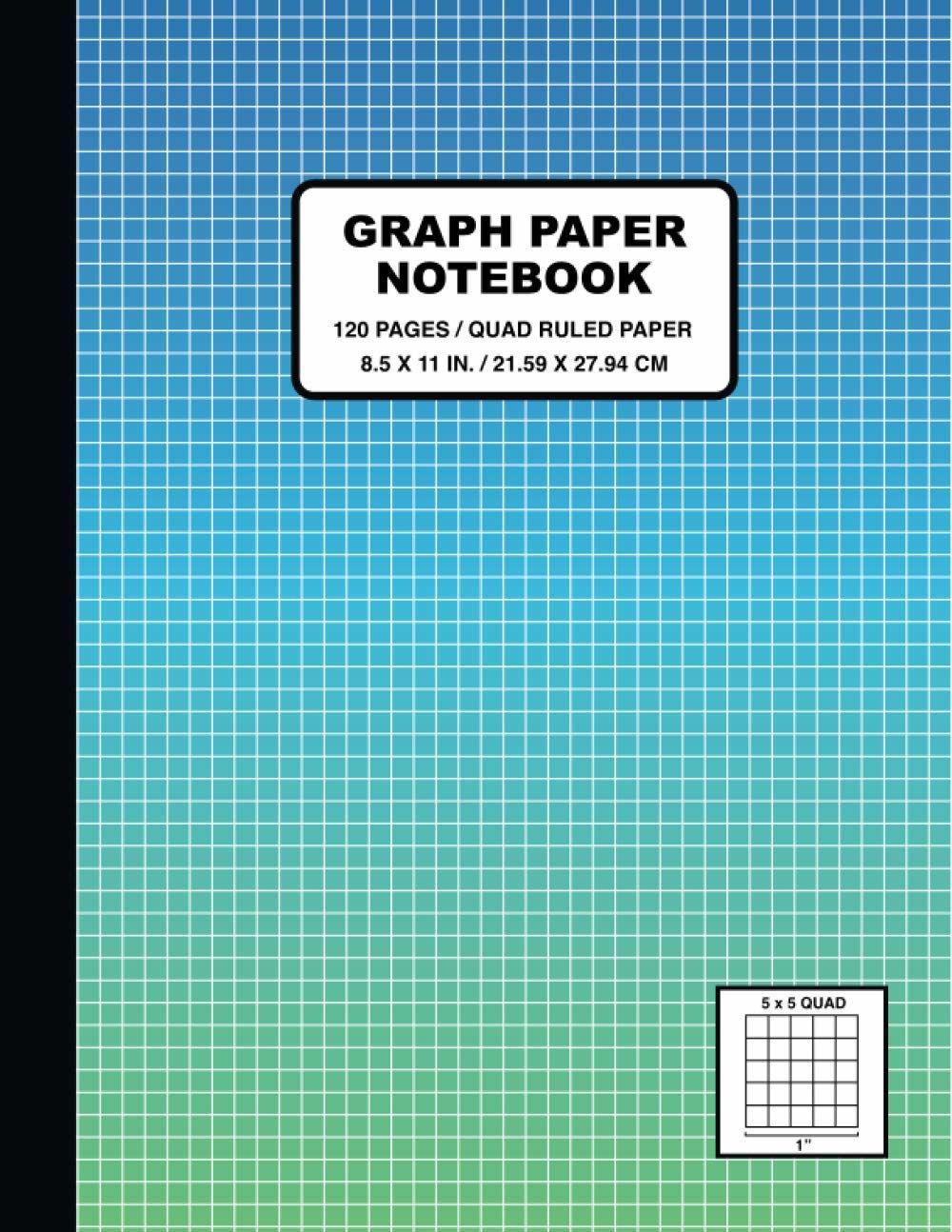 Graph Paper Notebook: 5×5 Quad Ruled 5 Squares per inch | Grid Paper Notebook for Math and Science Students | 120 Pages Large Composition Notebook