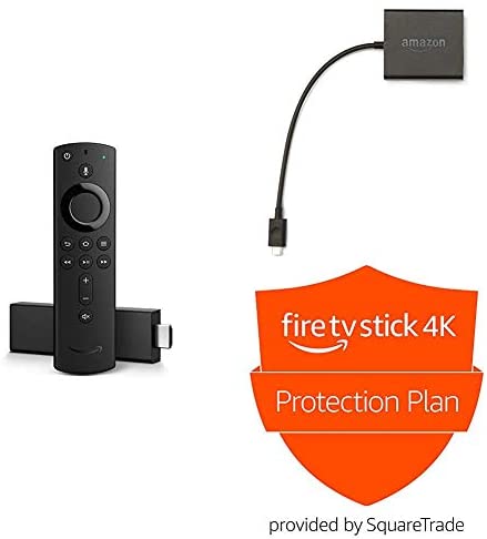 Fire TV Stick 4K with all-new Alexa Voice Remote bundle – includes Ethernet Adapter and 2-Year Protection Plan