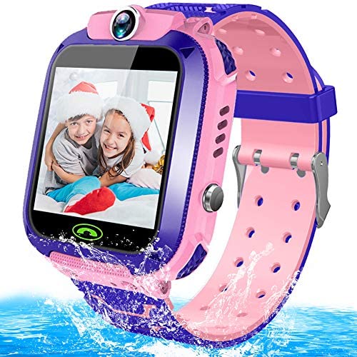 Kids Smartwatch Phone with LBS Tracker for Girls Boys with IP67 Waterproof SOS Call Camera HD Touch Screen Puzzle Game Alarm Children Digital Wrist Watch Birthday Gift Electronic Gizmo Watch (Pink)