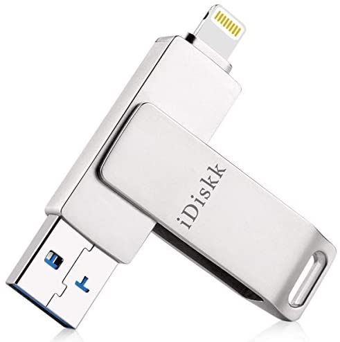 iDiskk (MFi Certified by Apple) 128GB Photo Stick for iPhone USB Flash Drive for iPhone12/12 mini/12 pro/11/11 pro/XR/X/XS/SE/8,for iPad,MacBook and PC photo Storage for iOS 14 and Touch ID Encryption