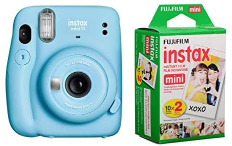 Fujifilm Instax Mini 11 Instant Film Camera, Sky Blue instax Mini Instant Daylight Film Twin Pack, 20 Exposures